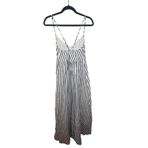 Antibes‎ Blanc Blue White Striped 100% Linen Midi Dress Womens Size 6 V-Neck thumbnail 8