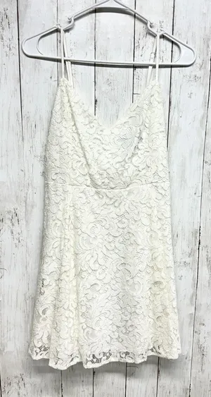 LULUS Dress Women Size M Easy Love White‎ Lace Skater Adjustable Strap NEW thumbnail 1