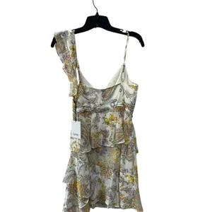 LINI Naomi Ruffle V Neck‎ Floral Mini Dress NWT Romantic Chic Sz S thumbnail 13