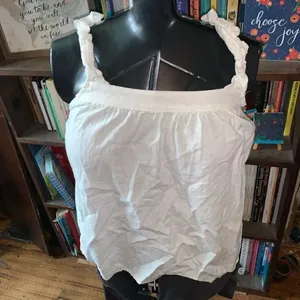 Show Me your Mumu Mazzy white linen ruffled boho XS babydoll top thumbnail 2