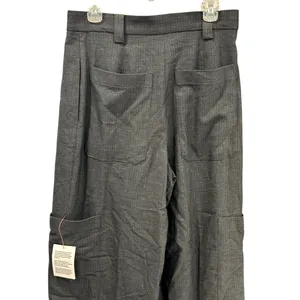 Topshop Gray Wide Leg Pinstripe Pants 6 NWT Trousers High Waisted Professional thumbnail 6