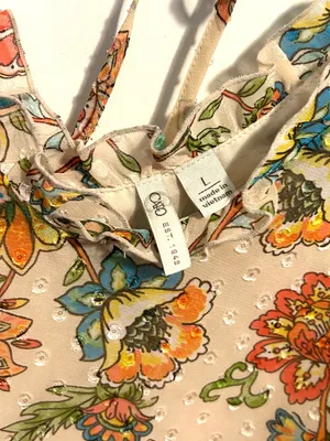 Cato Floral & Polka Dot Print Tie Back Top Large thumbnail 5