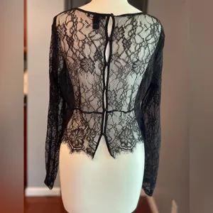 Black Lace Whimsigoth Boho Fairy Mystic Long Sleeve Top thumbnail 3