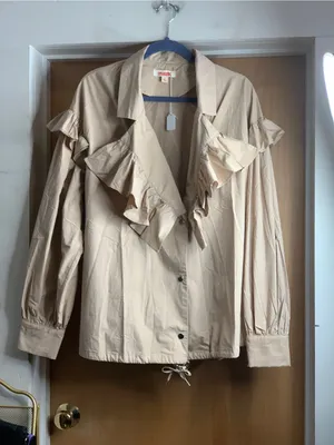 Mazik Tan Women's Ruffle Trim Jacket Size thumbnail 3