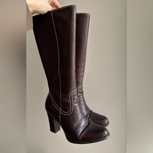 Franco Fortini Women Donna Mid-Calf Heeled Leather Boots, Y2K, Brown, Size 7.5M thumbnail 15