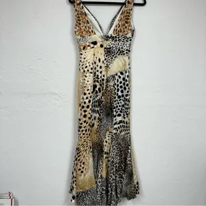 Jovani Black & Tan Animal Print Silk Patchwork Maxi Dress Womens 2 Formal Gown thumbnail 10