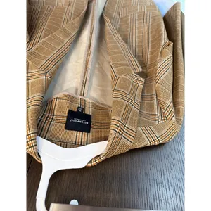 Liverpool Los Angeles women's blazer dijon gold and brown plaid knit 1XL thumbnail 2