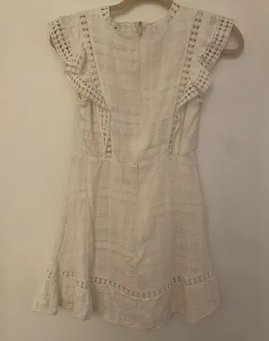 Hazel & Olive White Ruffle Trim High Neckline Short Dress Women’s Sz Small thumbnail 2
