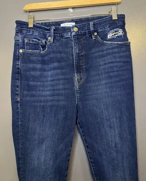 Good American Good Legs Crop Jeans Womens 30 Dark Wash High Rise Denim thumbnail 1