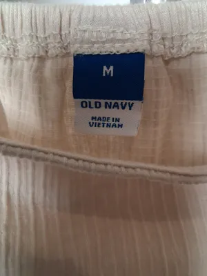 Old Navy Cream Short Puff Sleeve Empire Dress size M thumbnail 2
