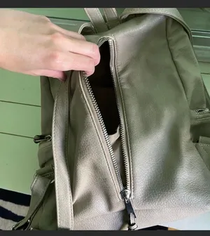 Beige Leather Small Backpack Tan thumbnail 5