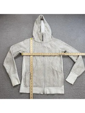 Lululemon Full Zip Hoodie Womens Size 8 Cream Brown Pattern Athletic Jacket thumbnail 3