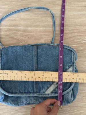 Small Overflap Messenger Bag Light Medium Wash Denim 90s Y2K 2000s Grunge thumbnail 5