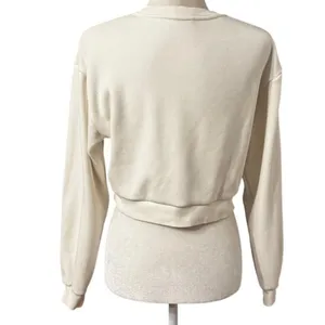Aritzia Sunday Best Cropped Crewneck Sweatshirt, Ivory Horse Embroidery, Size XS thumbnail 3