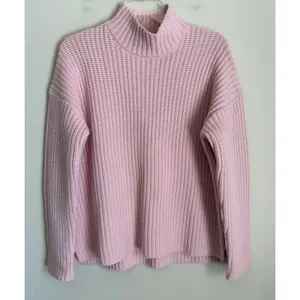Alex Mill Womens Sweater Med Pink Merino Wool Cashmere Mock Neck Chunky thumbnail 2