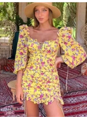 For Love & Lemons Viral Beaumont Silk Floral Mini Dress size Medium $298 thumbnail 3