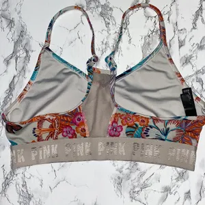 Victoria's Secret PINK Gray Floral Ultimate Lightly Lined Sports Bra Medium thumbnail 4