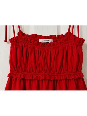 Altar’d‎ State Red Smocked Ruffle Peplum Tie Strap Tank Top Women’s Size S thumbnail 9