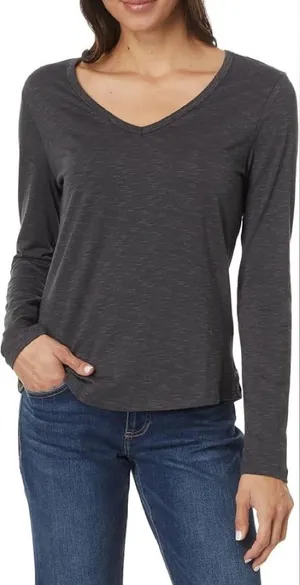 Toad&Co Marley ll Long Sleeve Slub Tee Sz S Heather Gray V Neck Organic Cotton thumbnail 1
