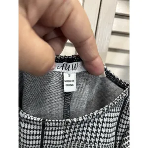 AUW Black/White Geo Print Bib Mini Dress Size Small Adj Straps Slit Summer‎ thumbnail 3