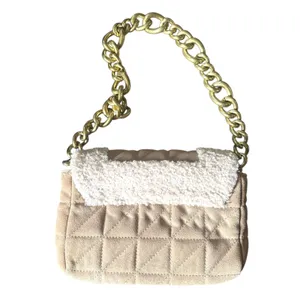 ZARA Quilted Shearling‎ Shoulder Bag Tan thumbnail 7