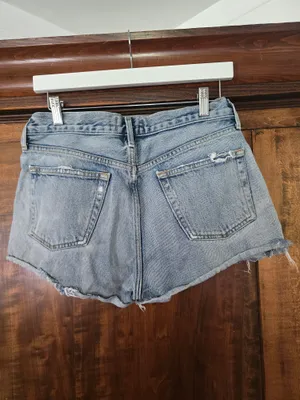 O Agolde Light Blue Distressed Denim Cutoff Shorts Size 28 thumbnail 4