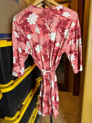 Flora Nikrooz Coral Floral Kimono Robe Loungewear Sleepwear Size Medium thumbnail 9