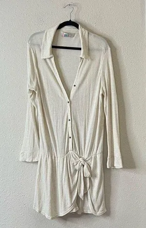Free People X REVOLVE Lively Long Sleeve Romper Cream Oatmeal Size Medium thumbnail 4