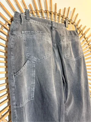 Free People We The Free Tinsley Baggy High Rise Straigjt Leg Jeans Faded Black Slouch Grunge thumbnail 10