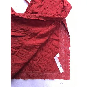 Free People Scarlette Cami Top Women XS Red Beaded Lace Trim Boho Tank thumbnail 6