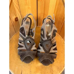 Sofft Women's Sandal Size 6 Block Heel Caged Brown Leather Slingback thumbnail 2