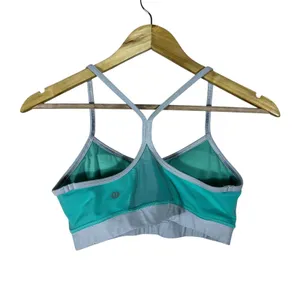 Lululemon Flow Y Bra Solid Sports Bra Teal Grey Yoga Activewear Size 6 thumbnail 3