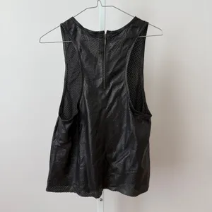 Anine Bing sz XS Black Perforated 100% Lambskin Leather Tank Top Back‎ Zip Goth thumbnail 6