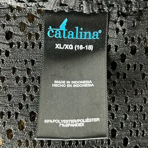 Catalina Cover Up Swimwear Black Eyelet long Sleeve Tie Front Lace Trim.Size XL thumbnail 6