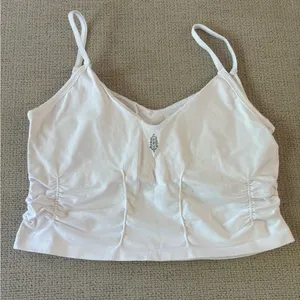 Free People Good Karma Ruched Crop Tank in White XL thumbnail 6