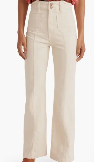 Marine Layer Archive Flare Jeans in Ecru White Size 4 NWT thumbnail 1