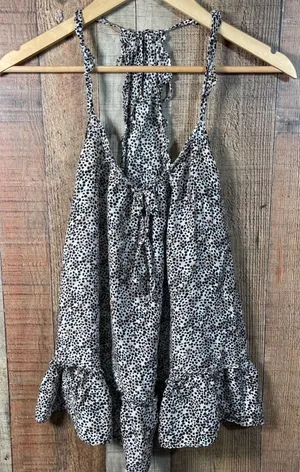 Victoria's Secret Animal Print Satin Babydoll Chemise Small Ruffle Tie Straps thumbnail 1
