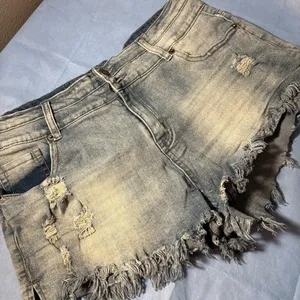 Source Unknown Light Blue Frayed Jean Shorts thumbnail 1