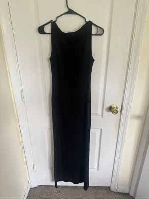 Reformation Raine Knit Black Sleeveless Maxi Dress thumbnail 6