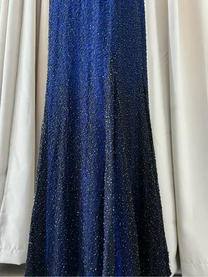 Mia Bella Silk Beaded Y2K Royal Blue Evening Gown Dress Size S thumbnail 3