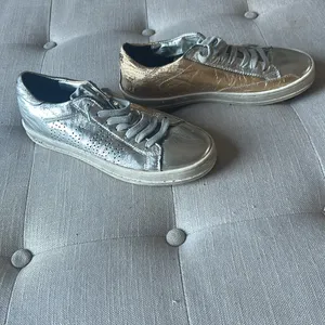 P448 Gold Silver Metallic Sneakers Size 37 thumbnail 2