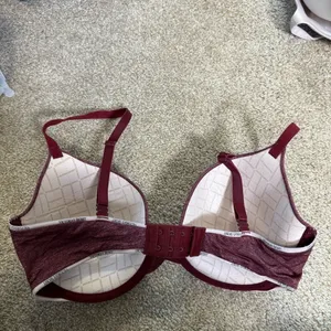 Victorias Secret Uplift Semi Demi Maroon‎ Space Dye Bra T-Shirt 34DD thumbnail 2