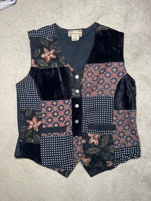 Cotton Express Vintage 90s Patchwork Vest Size Large thumbnail 1