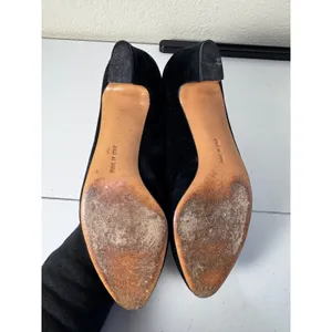 Vintage Salvatore Ferragamo Velvet Pumps Women 7.5 Black Gold Studded Minimalist thumbnail 2