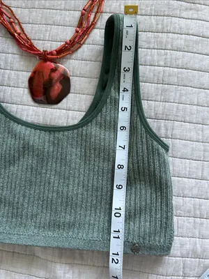 Lucky brand, sage, green ribbed sport casual comfy lounge bra L thumbnail 4
