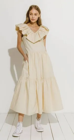 Anthropologie NWT English Factory midi ruffle dress $180 XS thumbnail 1