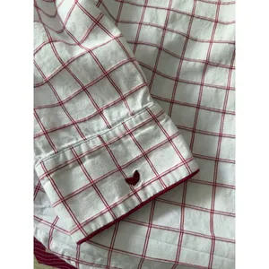 Petite Plume Women's Small Red Windowpane Cotton Pajama Top Button Front Sleep thumbnail 7