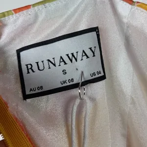 Runaway The Label Tammy Midi Dress S Floral Orange Yellow Satin Slit Retro New‎ thumbnail 6