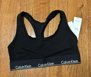 NWT Calvin Klein Modern Cotton Unlined racer back Bralette logo band thumbnail 2