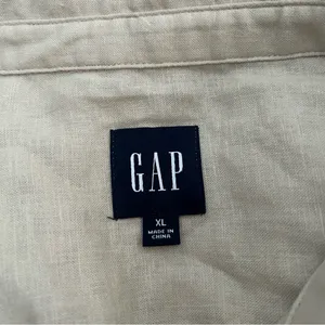 Gap Linen Rayon Button Down Shirt Khaki Tan XL Coastal Preppy Neutral Euro thumbnail 10